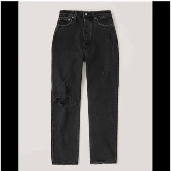 Abercrombie & Fitch Black Straight Leg Jeans - Picture 3 of 6